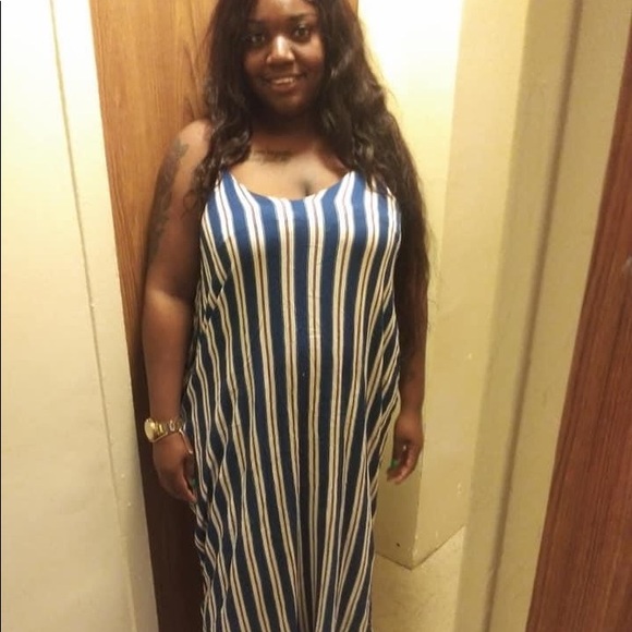 Dresses & Skirts - Blue/white strip pocket dress